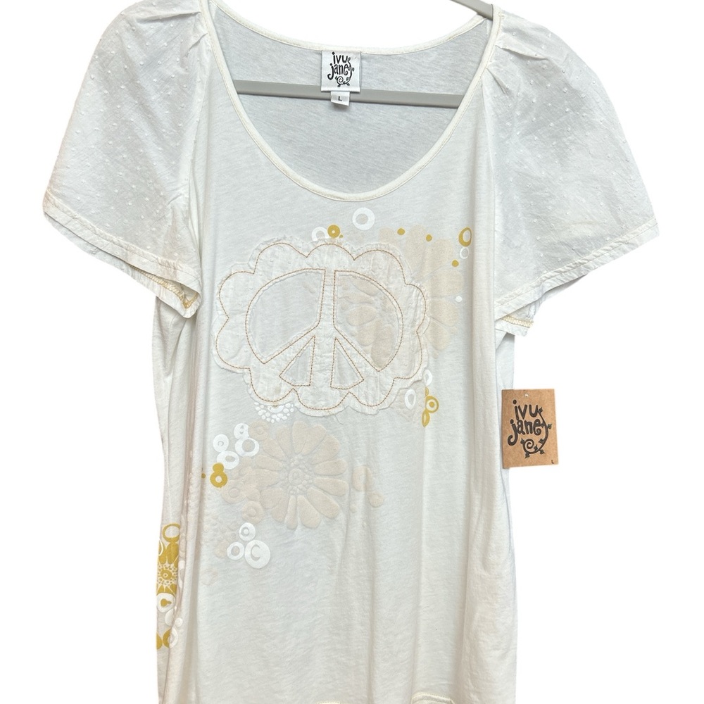 Ivy Jane Women’s Cream Peace Graphic Tee.  NWT  Size L - Picture 9 of 9